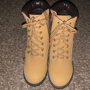 brown zip-up heeled booties